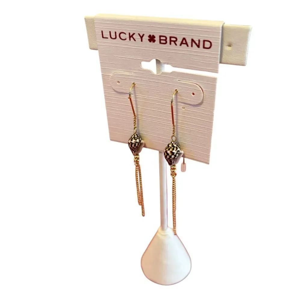 Small & Pretty Shell Dangle Threader Earrings. - Picture 3 of 6